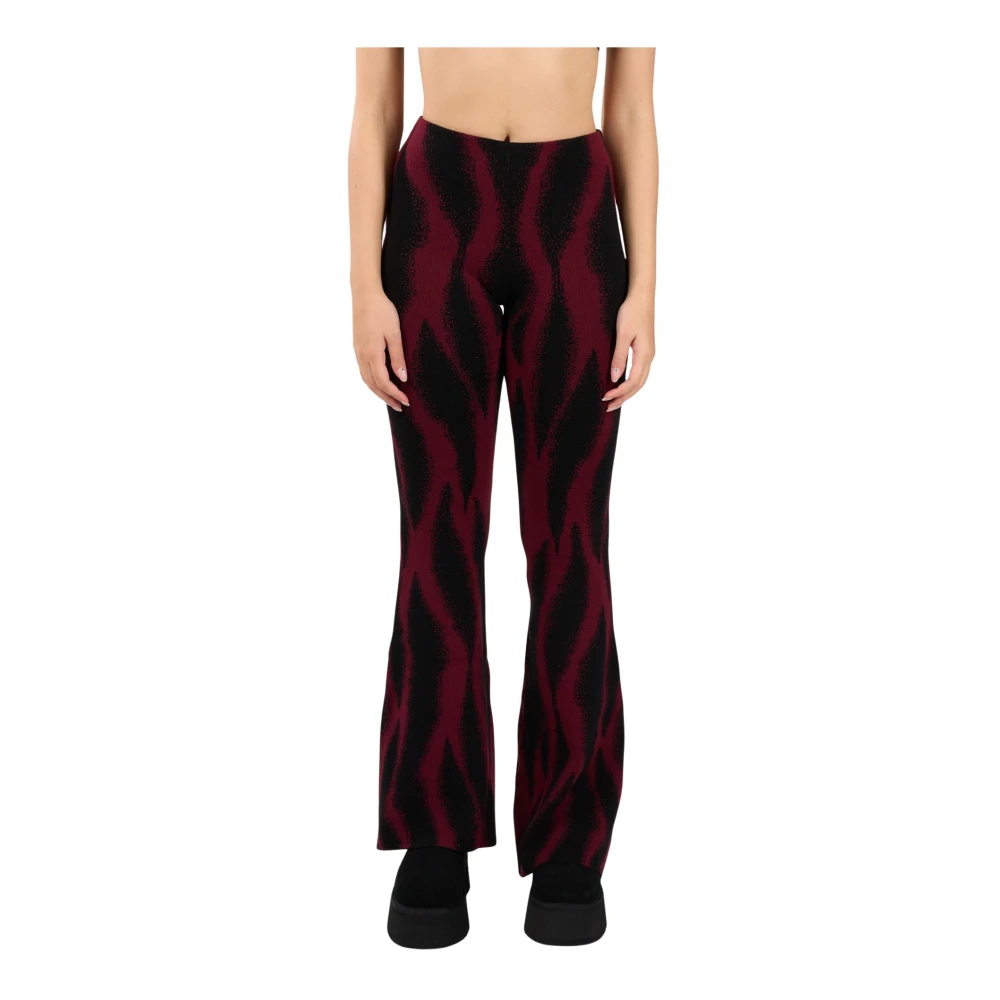 Akep Dierenprint Gebreide Flare Broek Red Dames