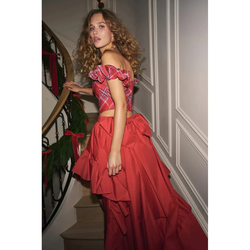 Loveshackfancy Dramatische Taffeta Rok met Sleep Red Dames