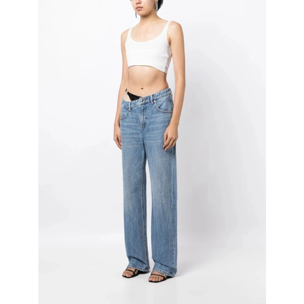 alexander wang Straight Jeans met Bikini-Laag en Asymmetrische Tailleband Blue Dames