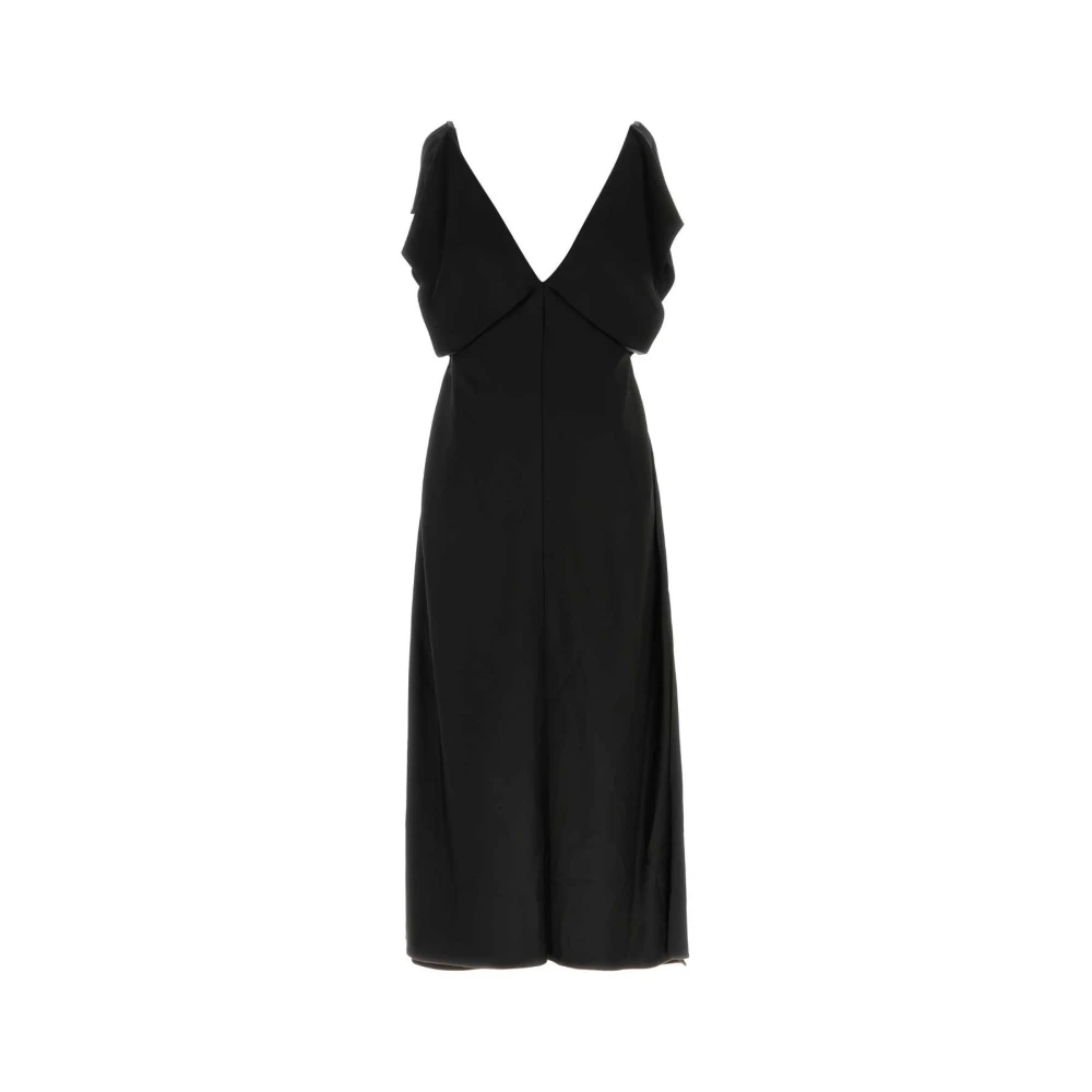 Jil Sander Elegante Zwarte Satijnen Jurk Black Dames