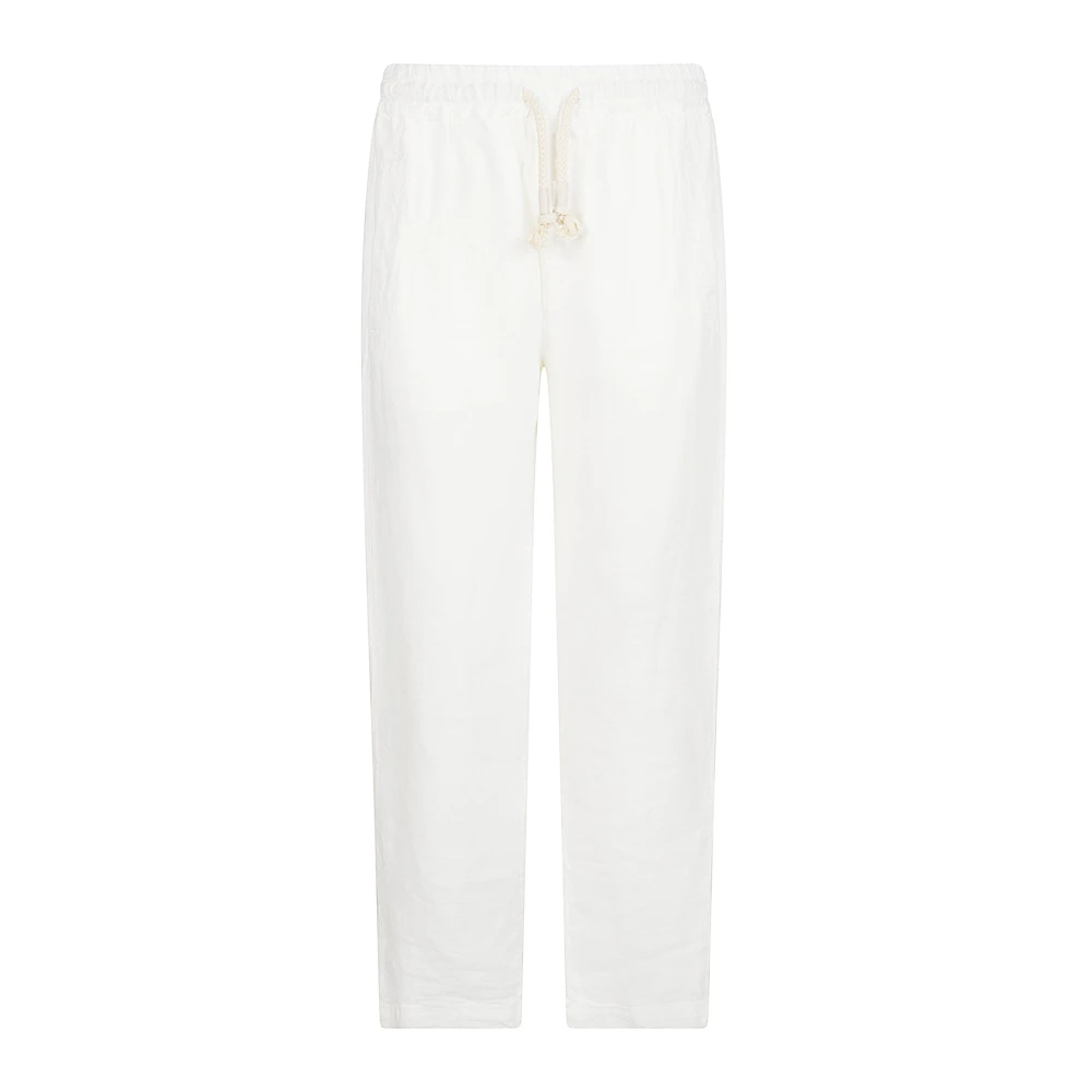 Eleventy Linnen Jogger Broek Athletische Stijl White Heren