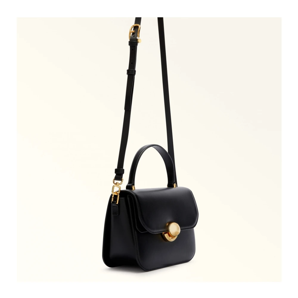 Furla Zwarte leren handtas met Boule-sluiting Black Dames