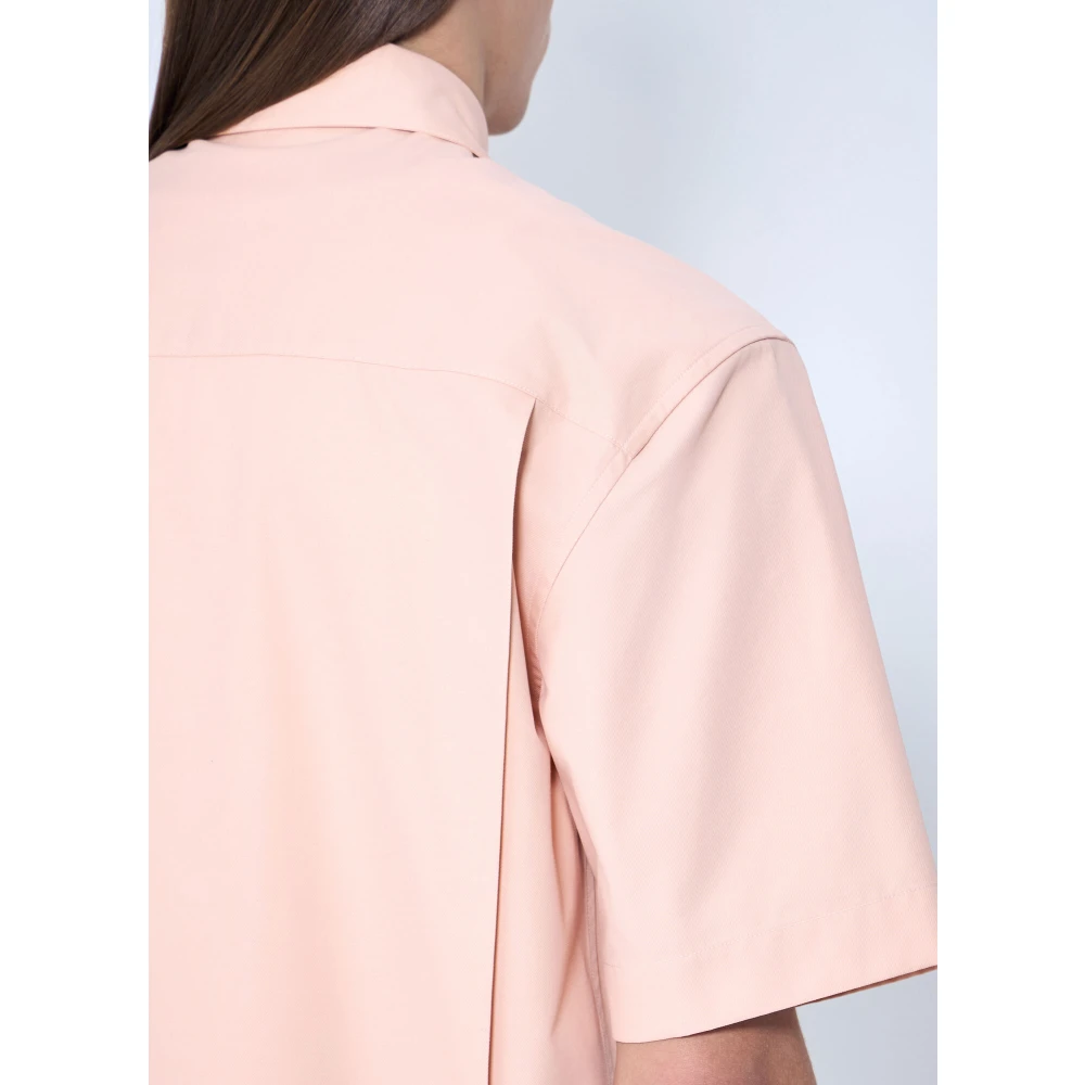 Jil Sander Katoenen Poplin Korte Mouw Overhemd Pink Heren
