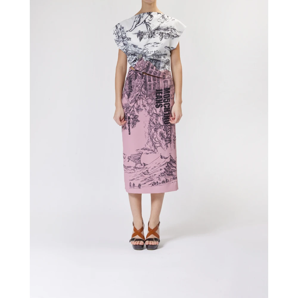 Moschino Milano Print Jurk met Cut-Out Multicolor Dames