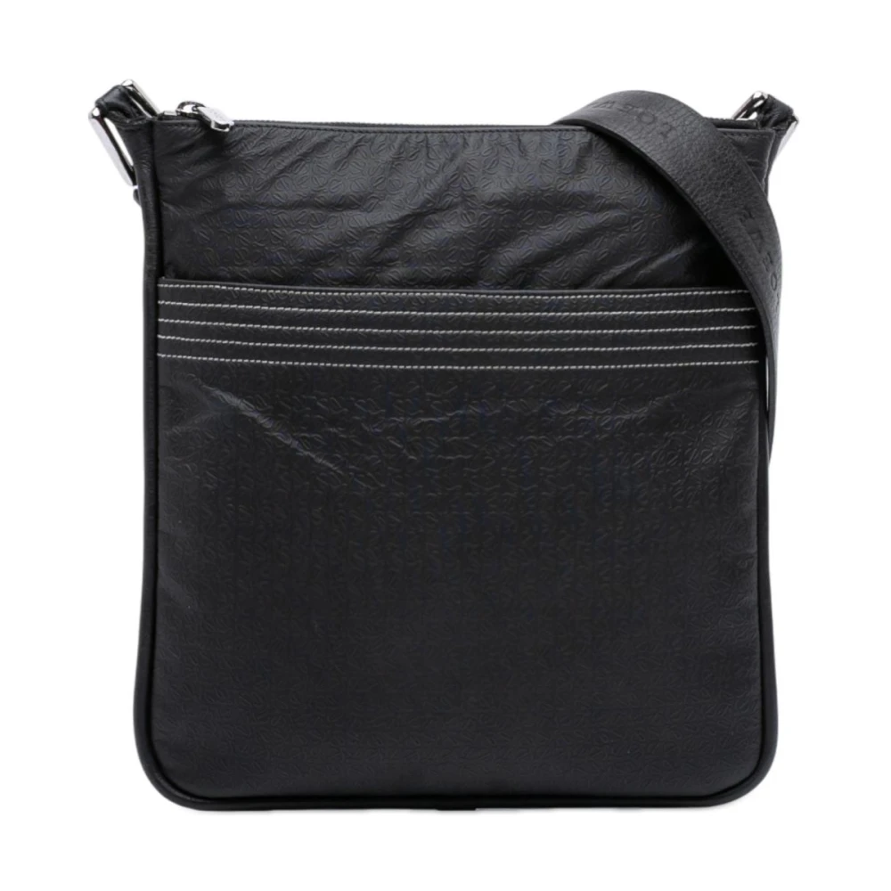 Loewe Pre-Owned Women's Black Pre-Owned Vintage Anagram Embossed Leather Crossbody Bag