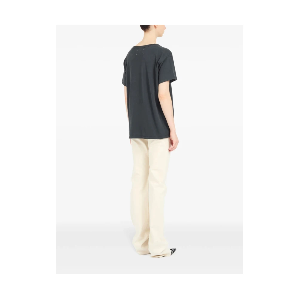 Maison Margiela Donkergrijze Katoenen Logo Print T-shirt Gray Heren