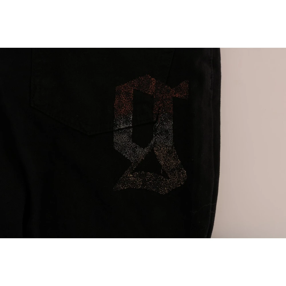 John Galliano Chique Zwarte Regular Fit Denim Jeans Black Dames