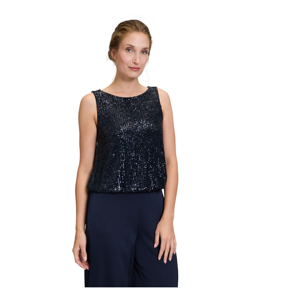 Vera Mont Paillettentop Glitter Look Blue Dames