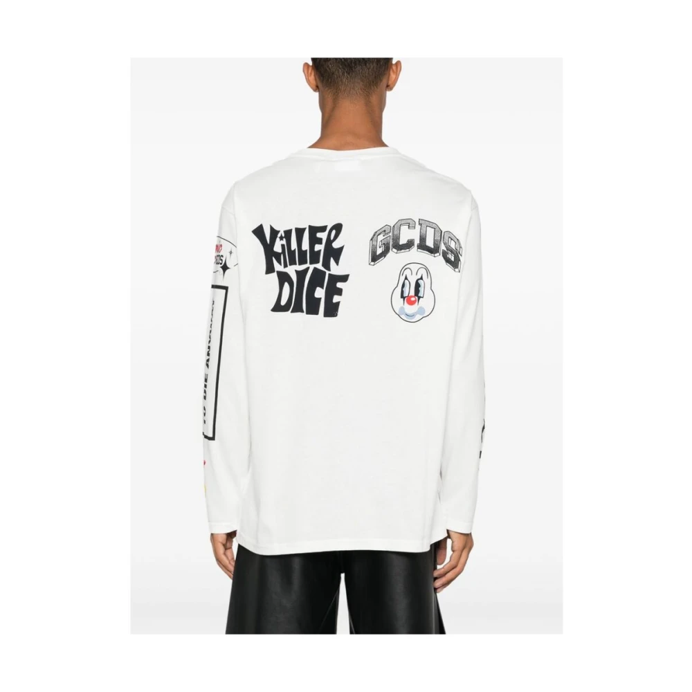 Gcds Katoenen Lichtgewicht Jersey Ronde Hals Sweater White Heren