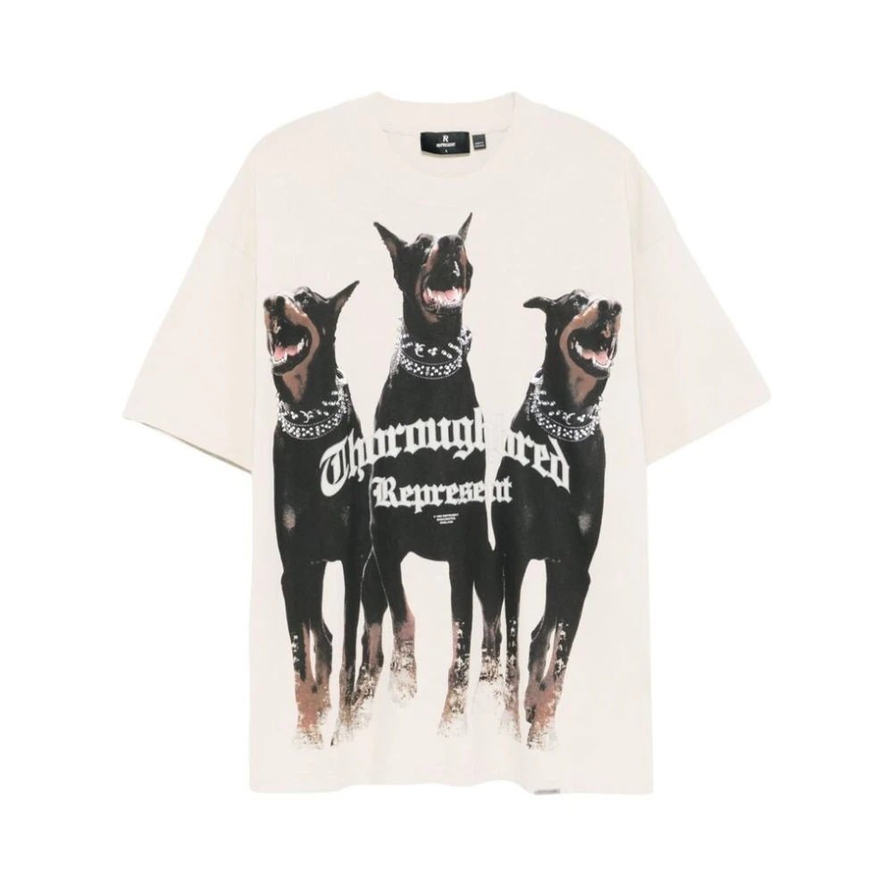 Represent T-shirt met hondenprint van katoen White Heren