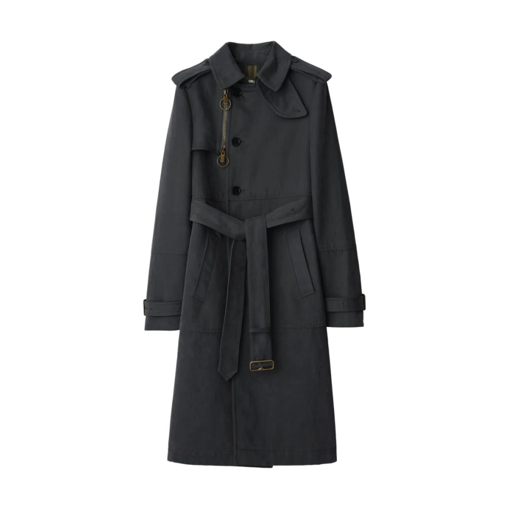 Burberry Donkergrijze Katoenen Jas Blue Dames