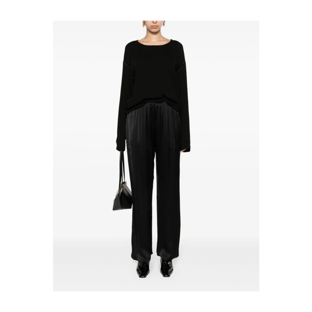 Fabiana Filippi Zwarte Trui met Kralenrand Black Dames