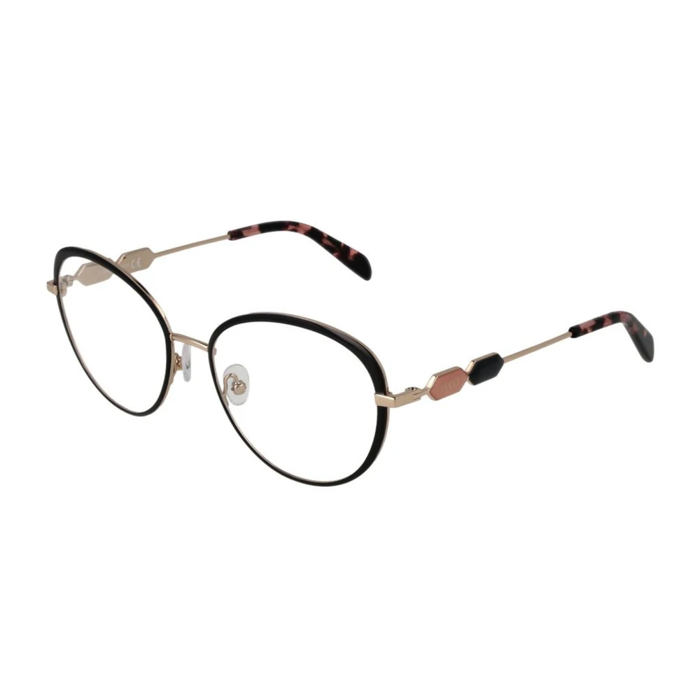 EMILIO PUCCI Zwarte Dames Ronde Metalen Optische Frames Multicolor Dames