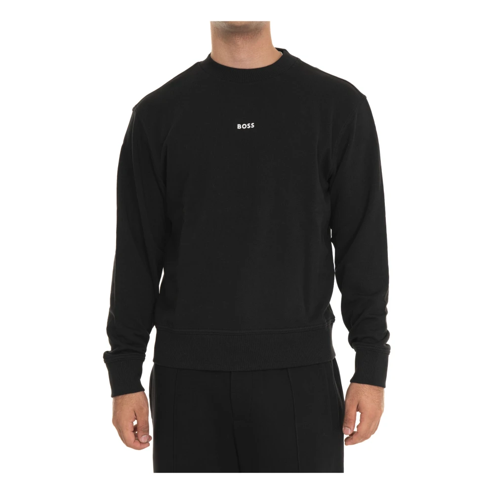 Boss Ronde hals Sweatshirt met Klein Logo Black Heren