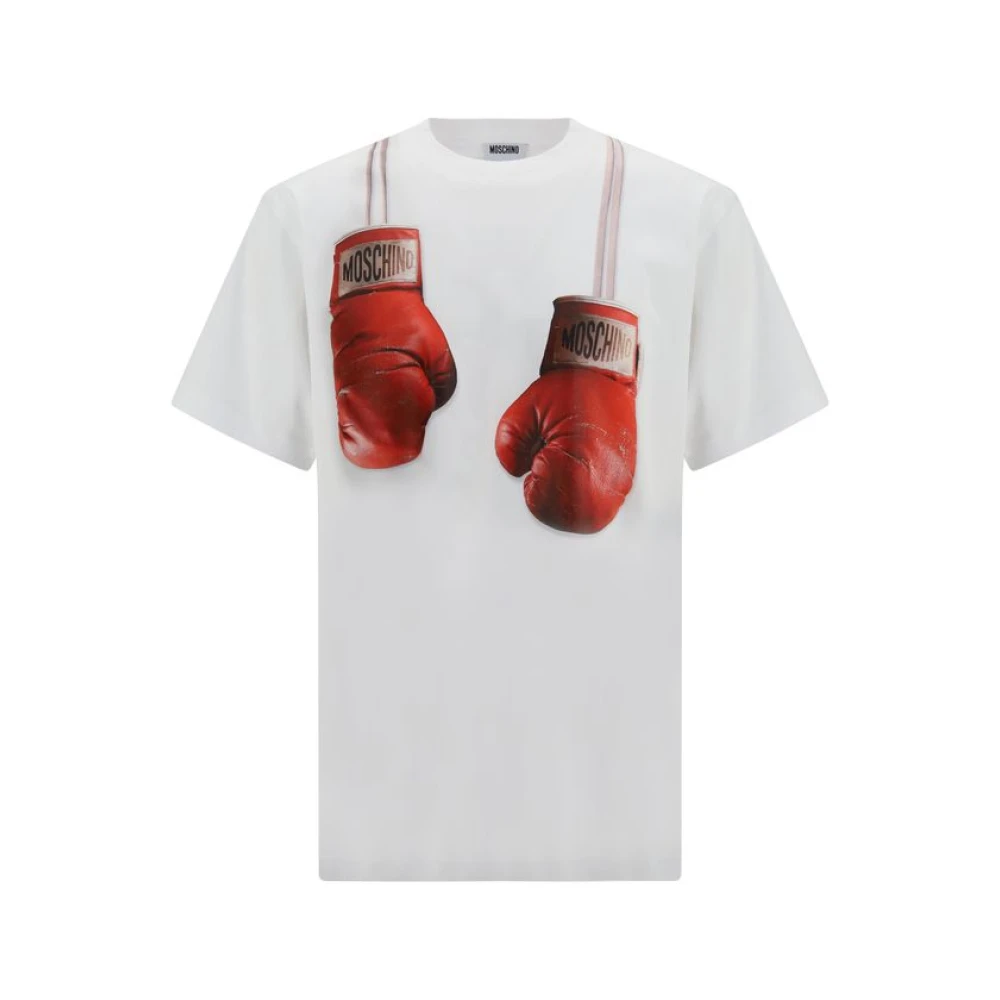 Moschino Men's White T-Shirts, S, Printed Cotton Jersey T-Shirt