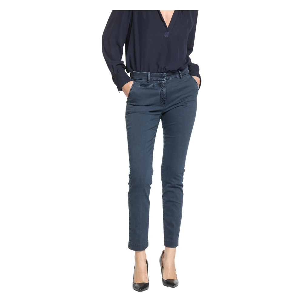Mason's Satin Slim Fit Chino Broek Blue Dames