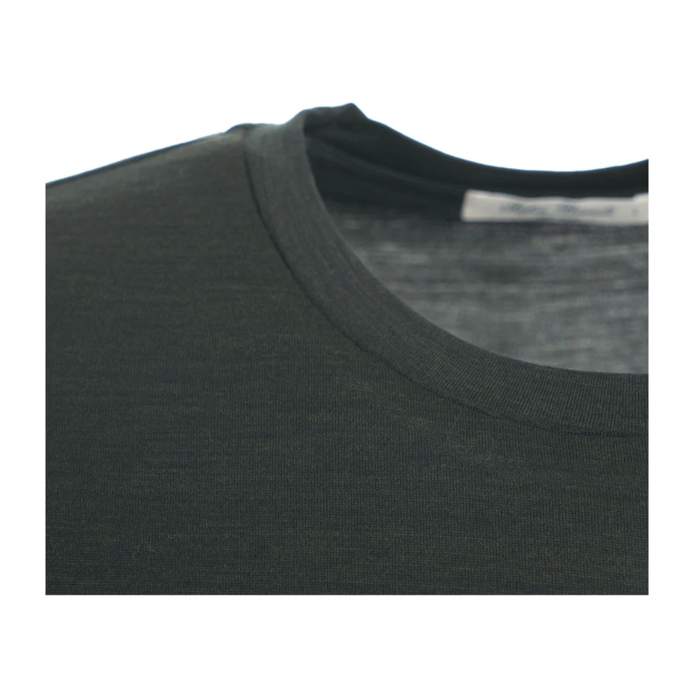 Stefan Brandt Groene Merino Jersey T-shirt Aw24 Black Heren