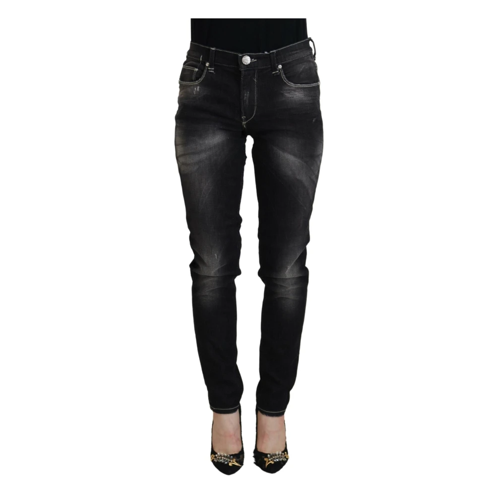 Acht , Slim Fit Jeans, Female, Black, W26, Mid Waist Denim Trousers