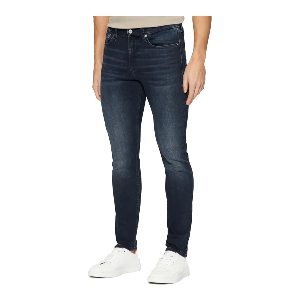 Calvin Klein Zwarte Skinny Katoenen Jeans Blue Heren