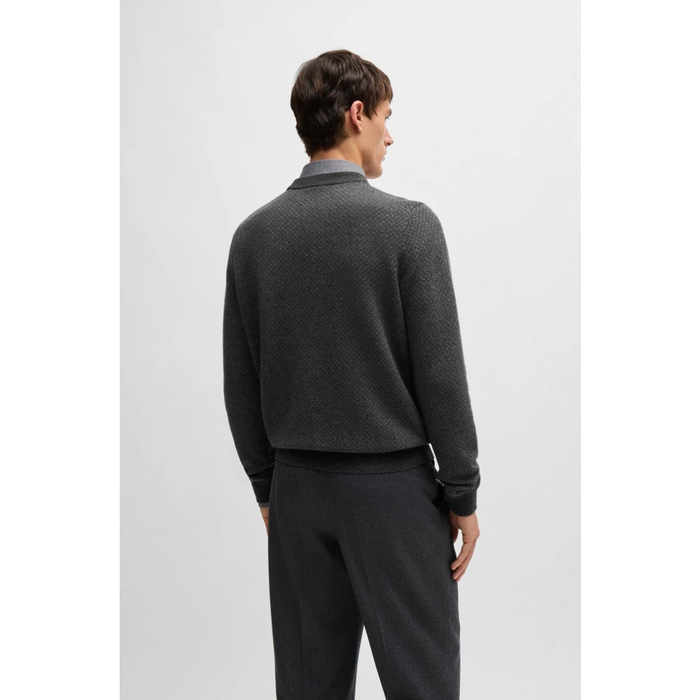 Hugo Boss Verfijnde Jacquard Sweater Zwart Black Heren