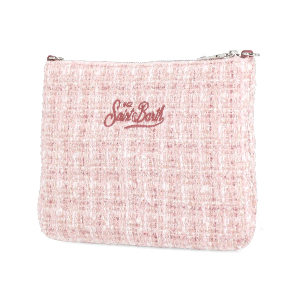 Saint Barth Roze Tweed Clutch Tas met Geborduurd Logo Pink Dames