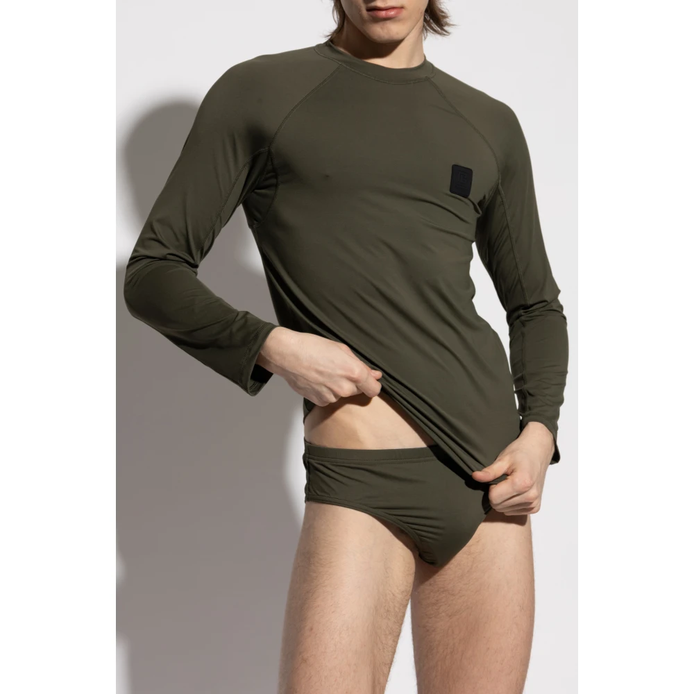 Balmain Zwem T-shirt Green Heren