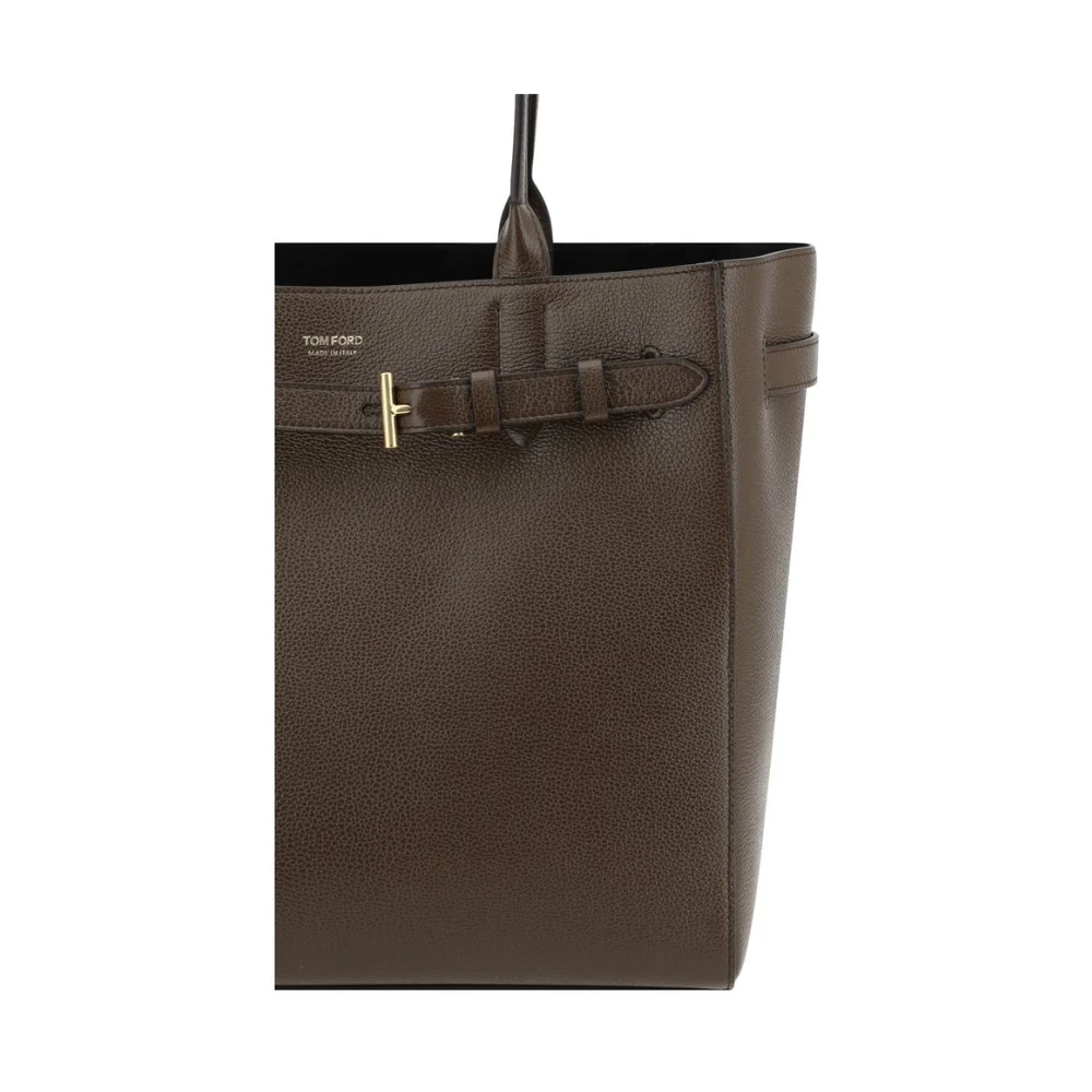 Tom Ford Leren schoudertas met riemsluiting Brown Dames
