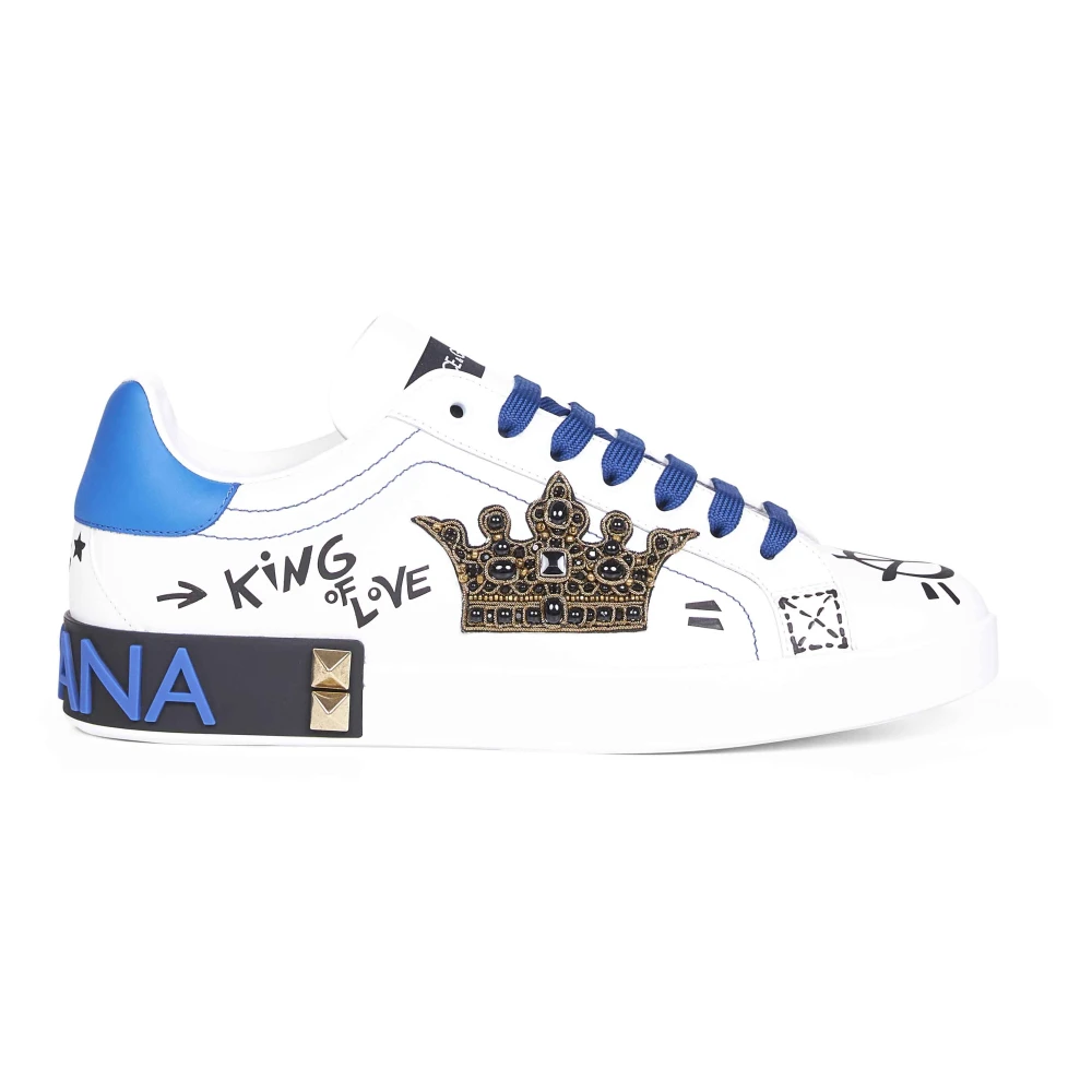 Dolce & Gabbana Men's Multicolor Sneakers, 8 Uk, Portofino Leather Trainers