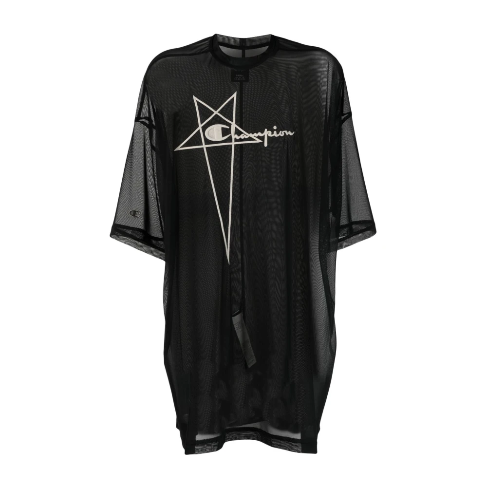 Rick Owens Logo-geborduurd transparant oversized T-shirt Black Dames