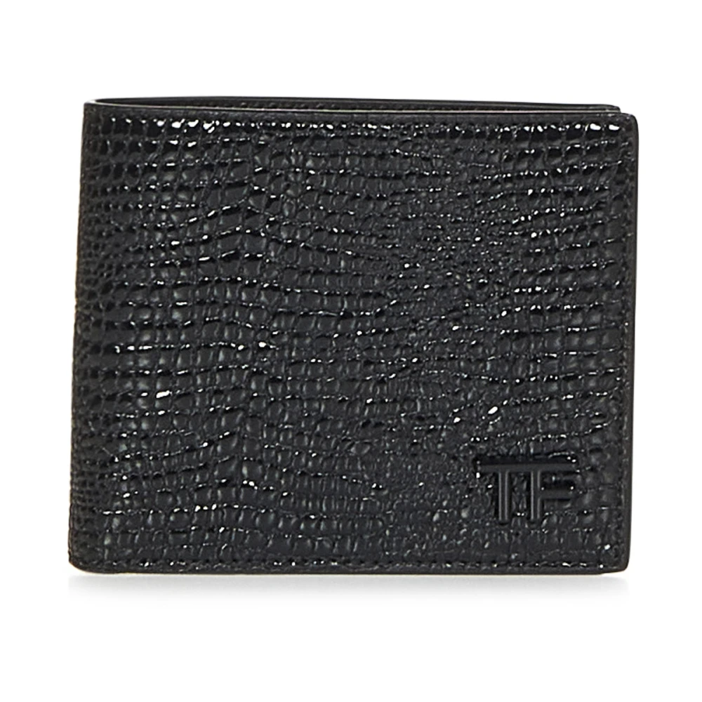 Tom Ford Svart Läder Bifold Plånbok Black, Herr