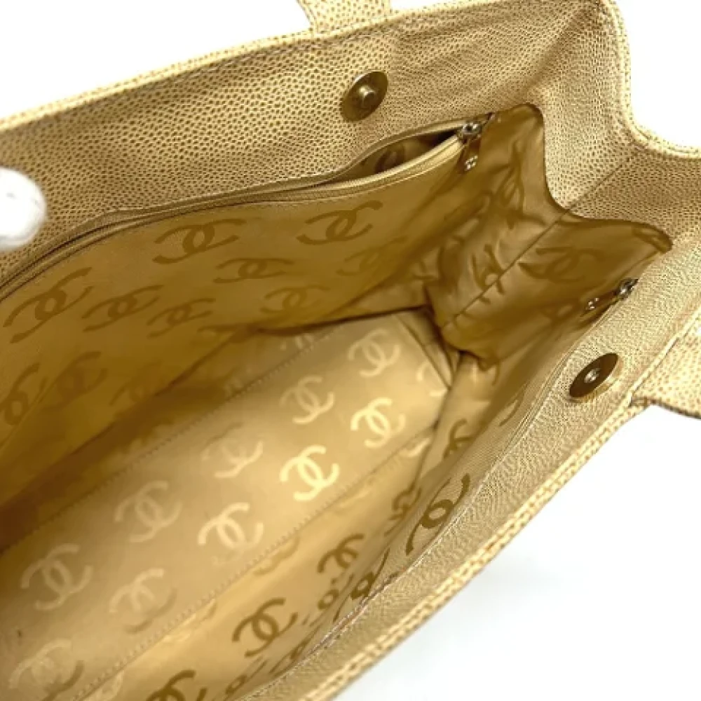 Chanel Vintage Pre-owned Leather totes Beige Dames