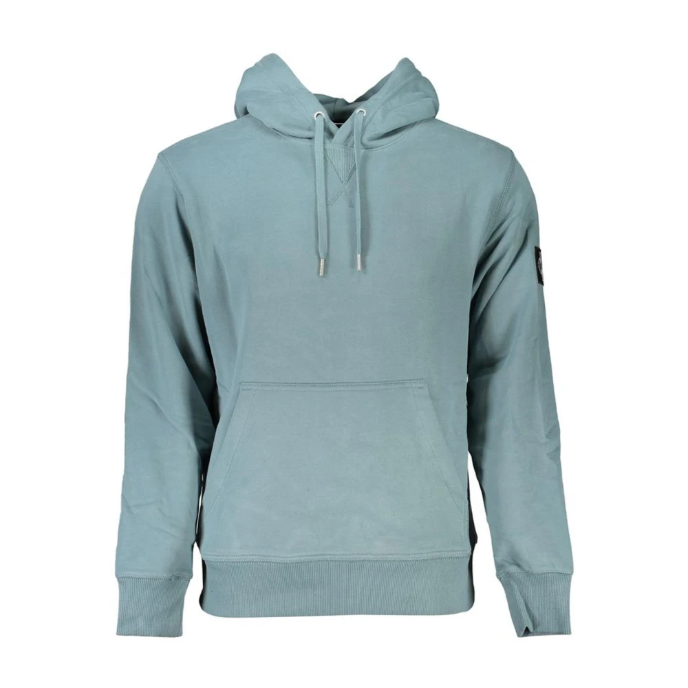 Calvin Klein Men's Green Brushed Hooded Sweatshirt With Central Pocket And Logo 2XL