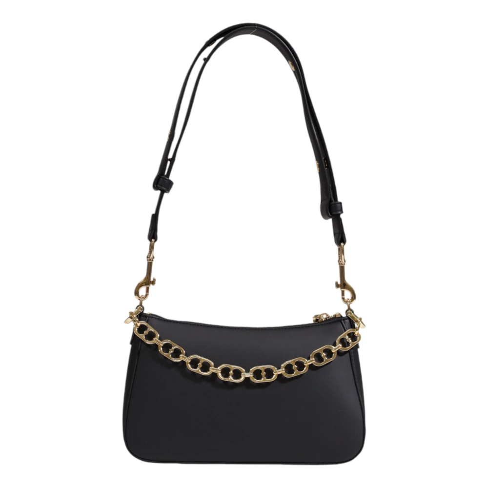 Love Moschino Zwarte Bedrukte Rits Tas Herfst Winter Black Dames