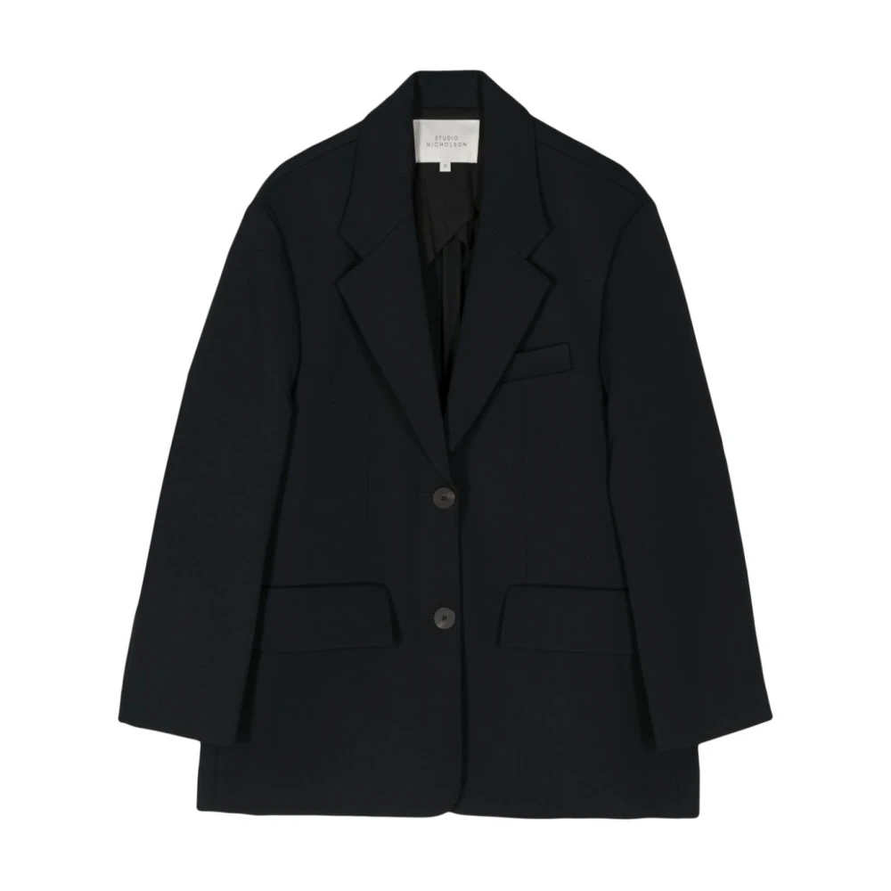 Studio Nicholson Navy Blauwe Blazer met Drop Schouders Blue Dames