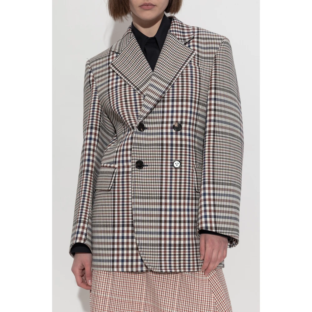 Bottega Veneta Double-breasted blazer met ruitpatroon Gray Dames