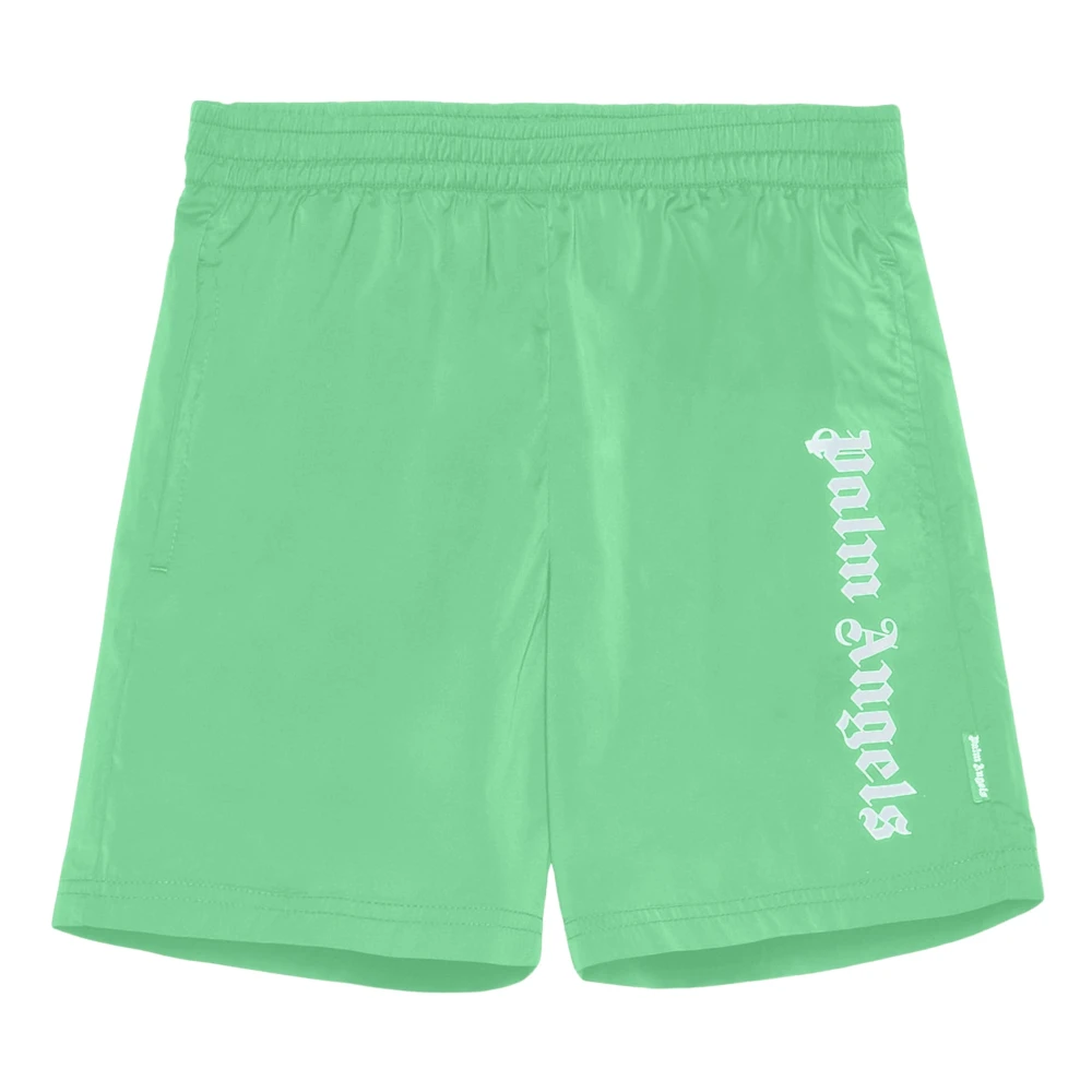 Palm Angels Boys Green Overlogo Swim Shorts - Kids Swimming Trunks - 10 Y - Kids