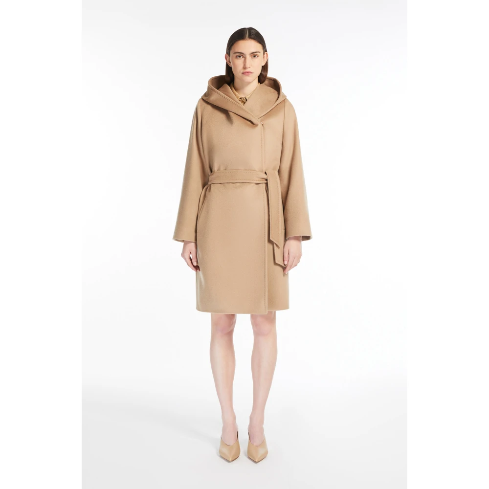 Max Mara Studio Kameelwol capuchon wikkeljas Brown Dames