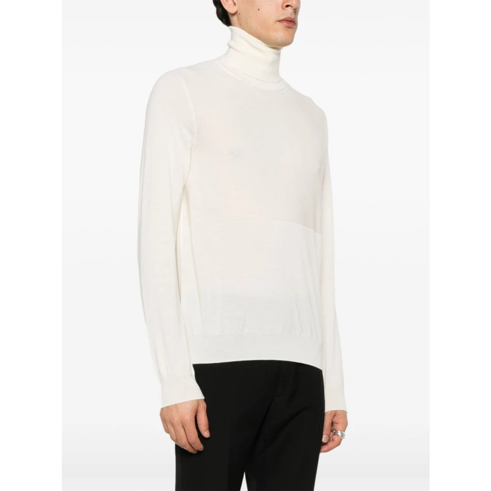 Jil Sander Grijze Wollen Trui Hoge Hals Beige Heren