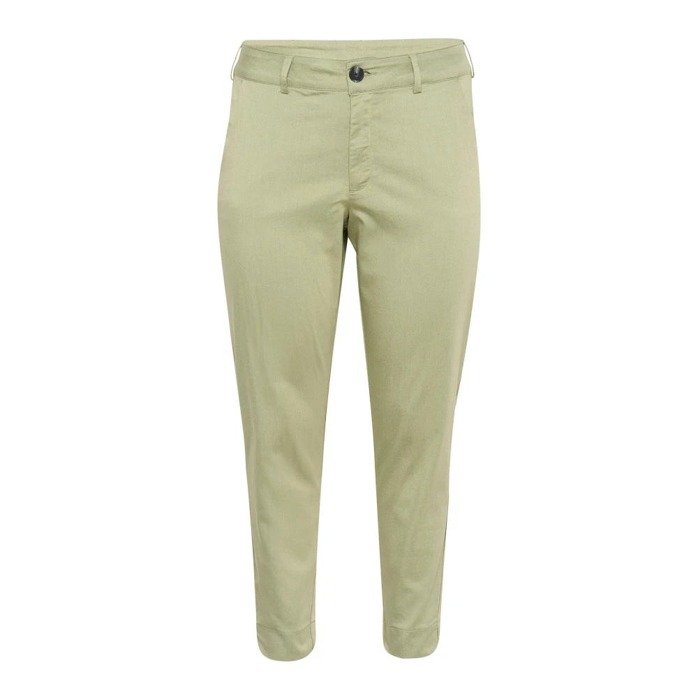 Kaffe Curve Women's Green Chinos, 3XL, Oil Cropped Chino Trousers