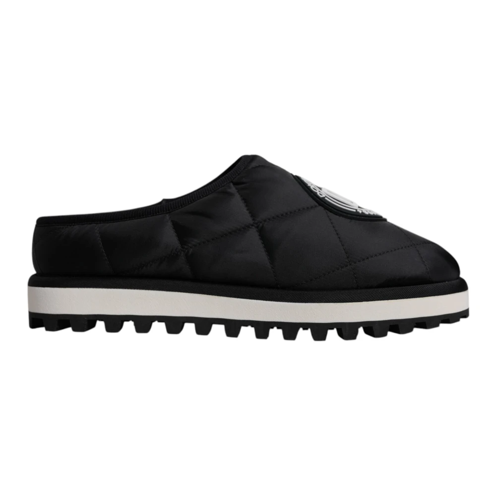 Dolce & Gabbana Men's Black Quilted Logo Patch Slide Sandals