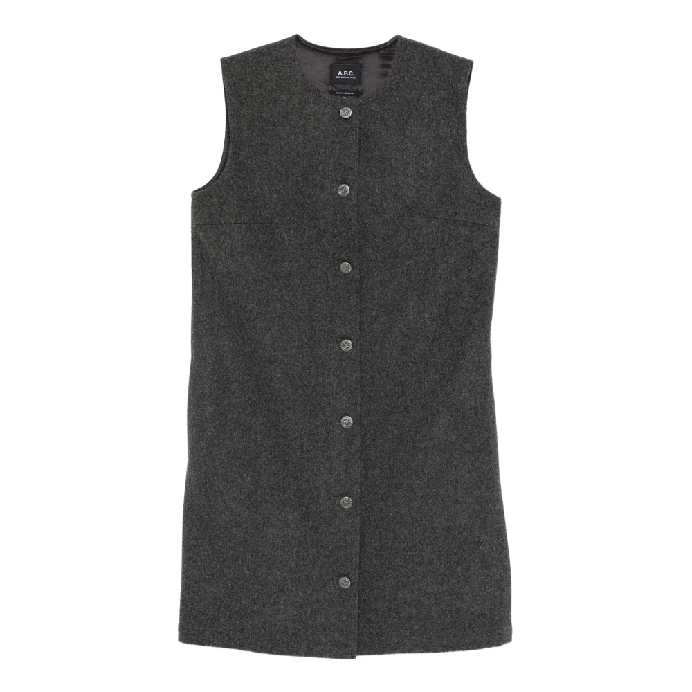 A.p.c. Women's Gray Short Dresses, Xs, Button-Up Dress
