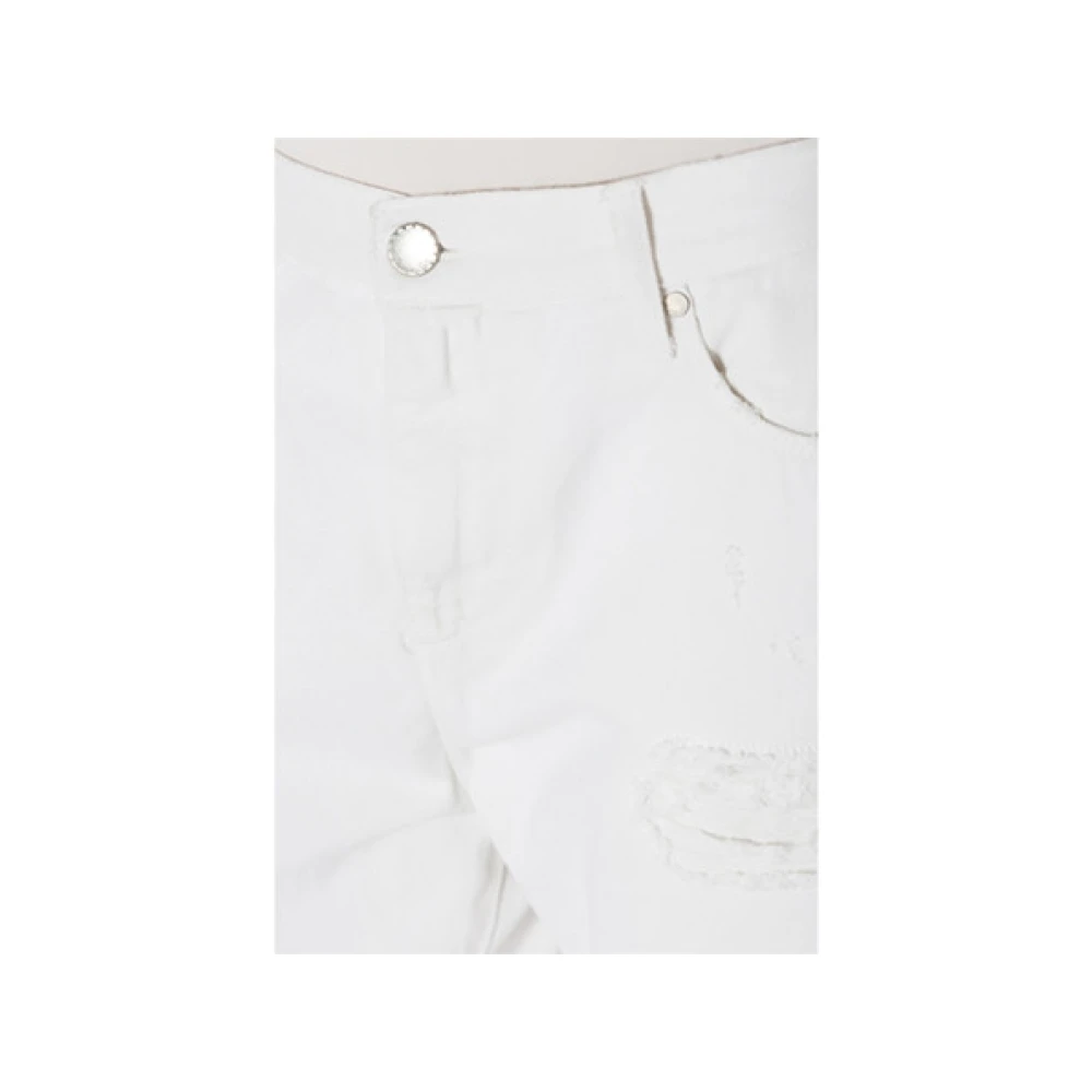 Twinset Witte gescheurde rechte broek White Dames