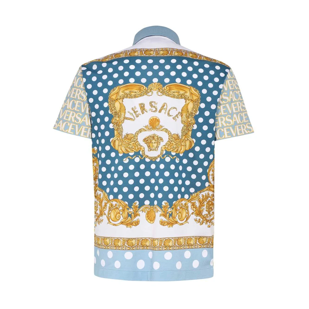 Versace Logo Print Cotton Polo Shirt Multicolor Heren