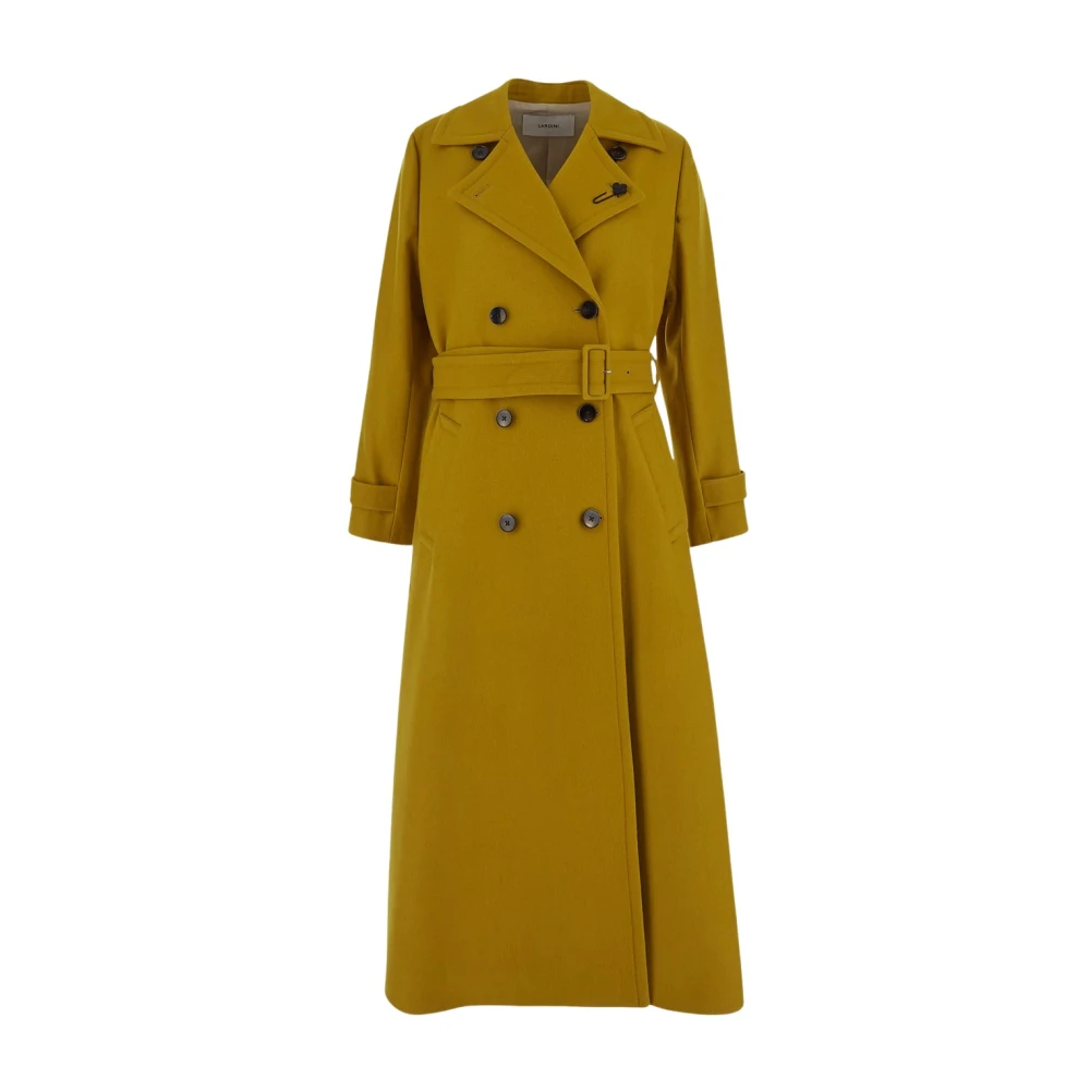 Lardini Dubbelbreasted wollen jas voor vrouwen Yellow Dames