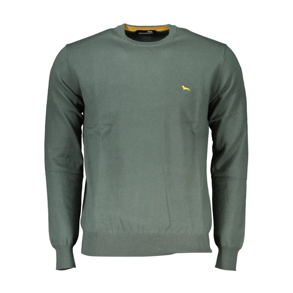 Harmont & Blaine Men's Green Round-Neck Knitwear,, Embroidered Crew Neck Jumper 2XL