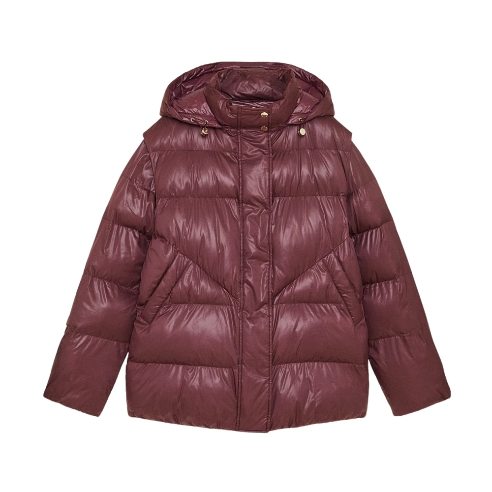 PATRIZIA PEPE Glanzende Nylon Puffer Jas Purple Dames