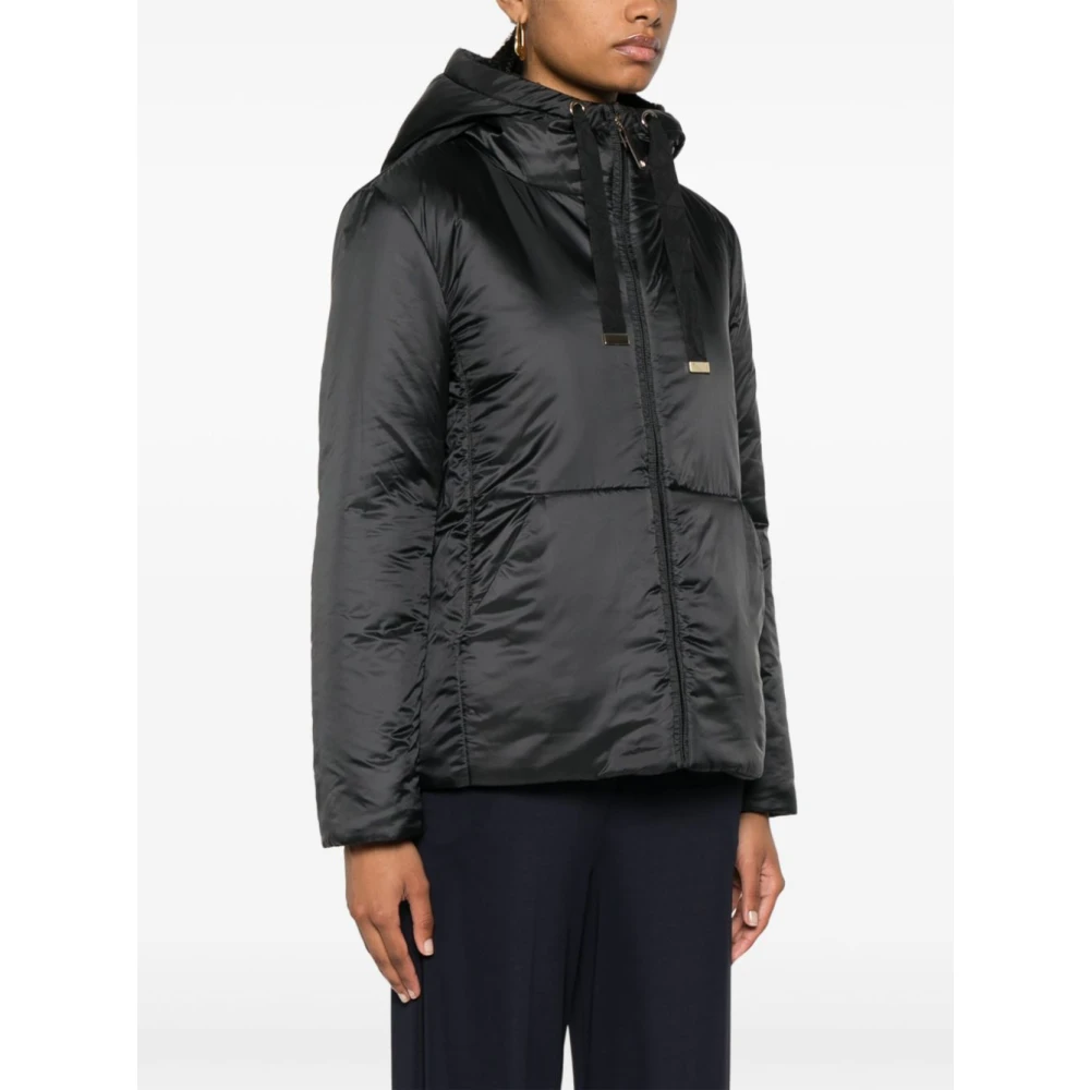Max Mara Zwarte Cube Jassen met Bontvoering Black Dames