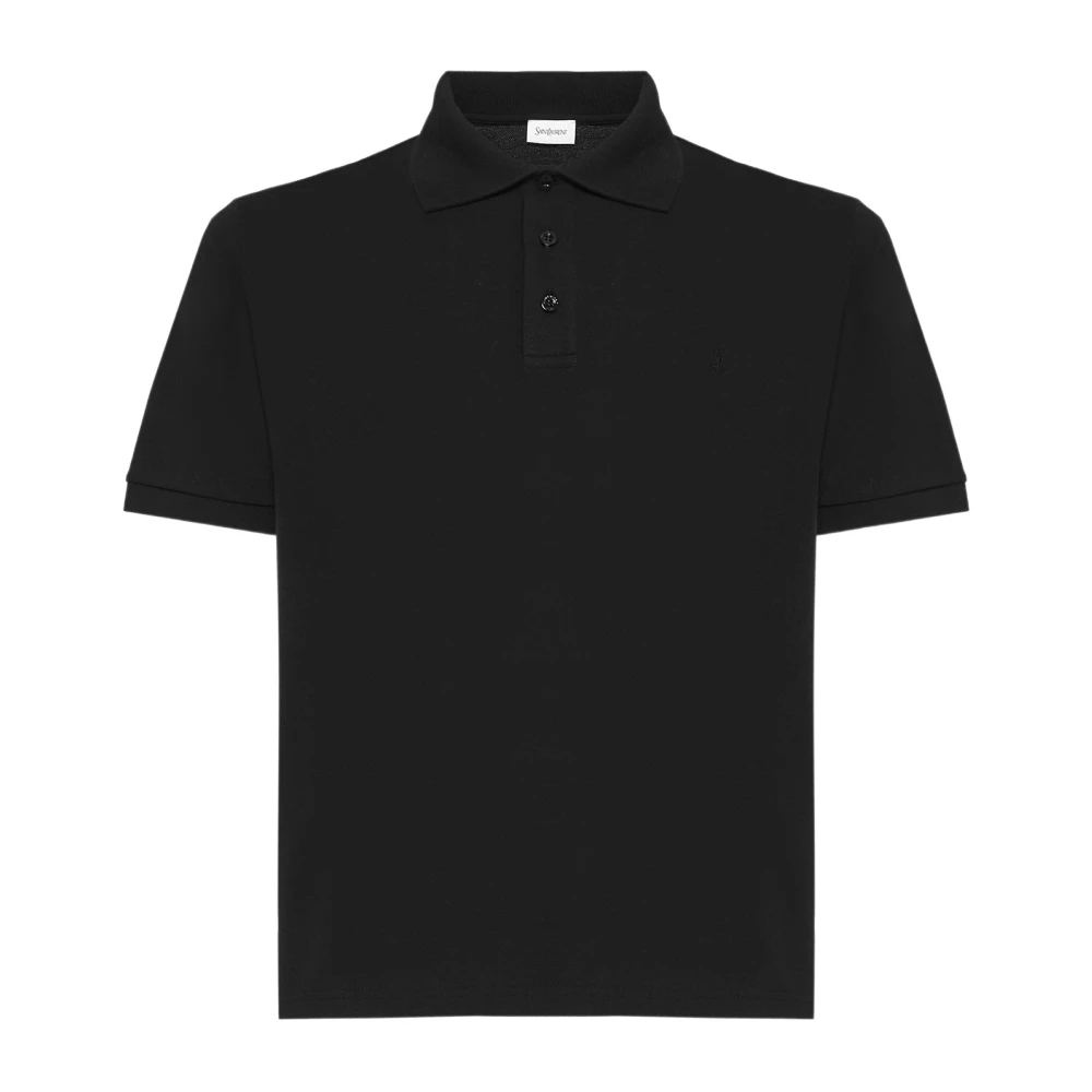 Saint Laurent Men's Black Polo Shirts, L, Polo Shirt With Cassandre Logo