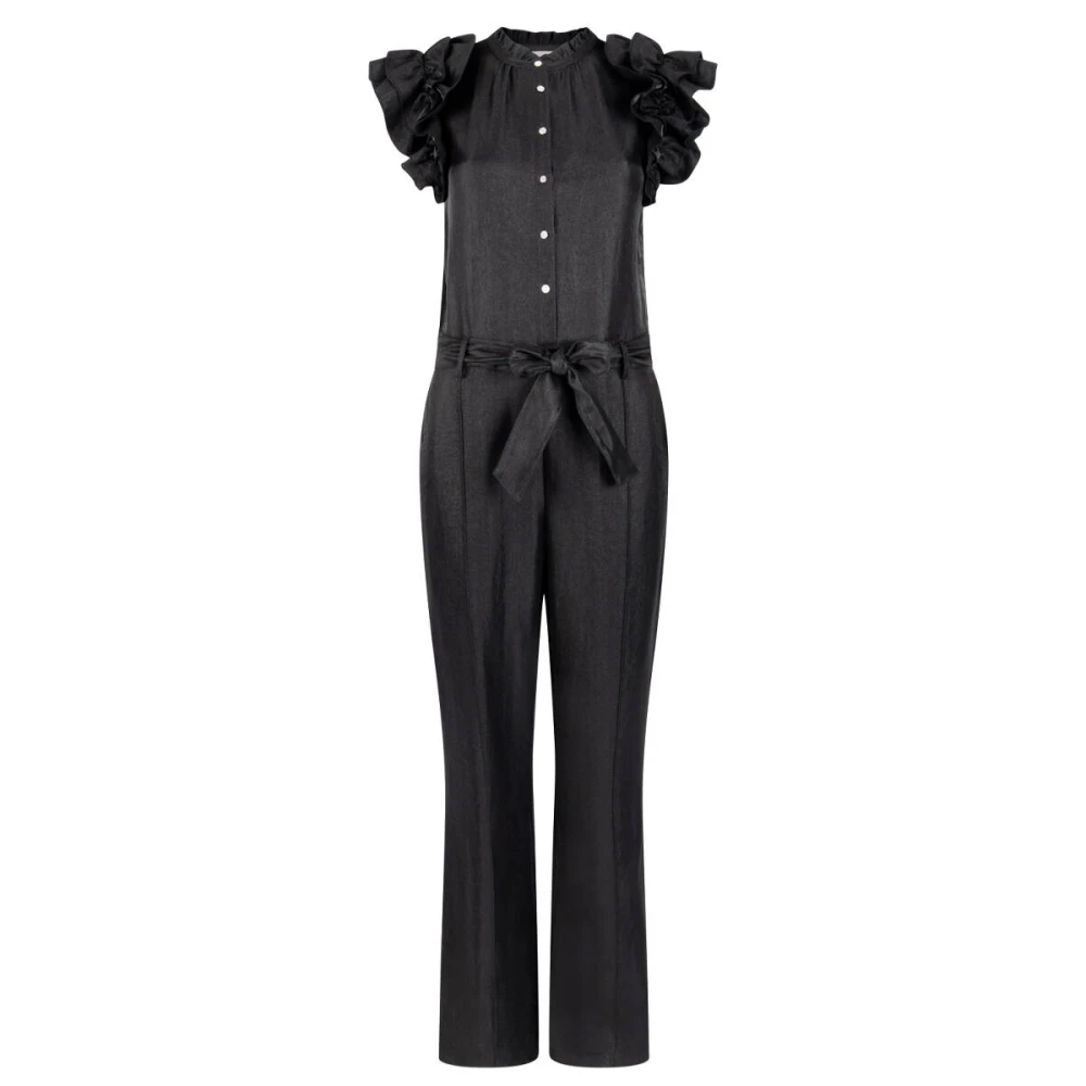 Aaiko Glanzende Twill Jumpsuit Leila Stijl Black Dames