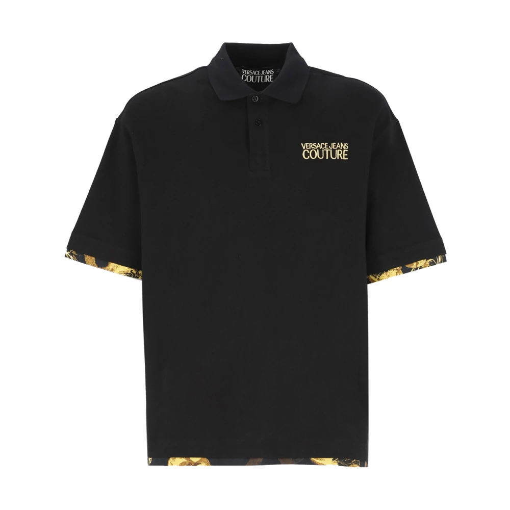 Versace Jeans Couture Klassieke Polo Shirt met Gouden Logo Black Heren